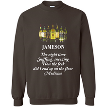Load image into Gallery viewer, Jameson the night time sniffling sneezing how the feck did I end up on the floor Medicine shirt