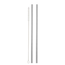 Load image into Gallery viewer, 2pcs Stainless Steel Straws Reusable Eco-friendly Straight/Bent Drinking Metal Straws with Cleaning Brush 1#