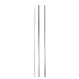 2pcs Stainless Steel Straws Reusable Eco-friendly Straight/Bent Drinking Metal Straws with Cleaning Brush 1#