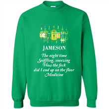 Load image into Gallery viewer, Jameson the night time sniffling sneezing how the feck did I end up on the floor Medicine shirt