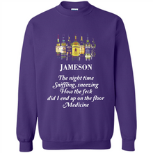 Load image into Gallery viewer, Jameson the night time sniffling sneezing how the feck did I end up on the floor Medicine shirt